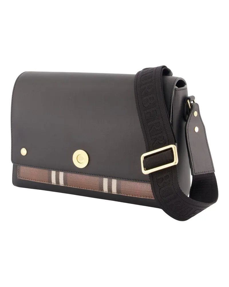 Burberry Women's Ll Medium Note Vvv Shoulder Bag -  Leather Black Calfskin Crossbodies Black