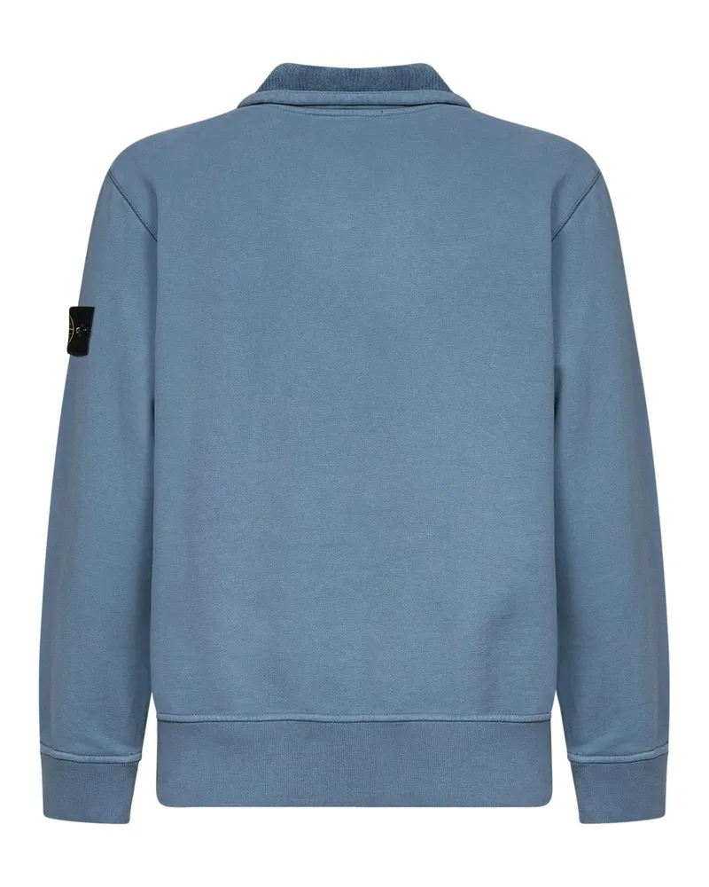 Stone Island Half-Zip Brushed Organic Cotton Sweatshirt — Blue Blue