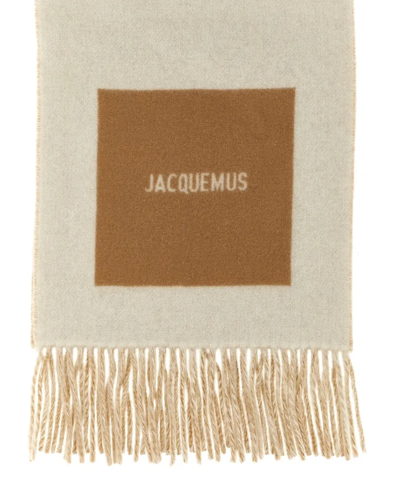 Jacquemus Virgin Wool Colorblock Scarf — Cream Cream