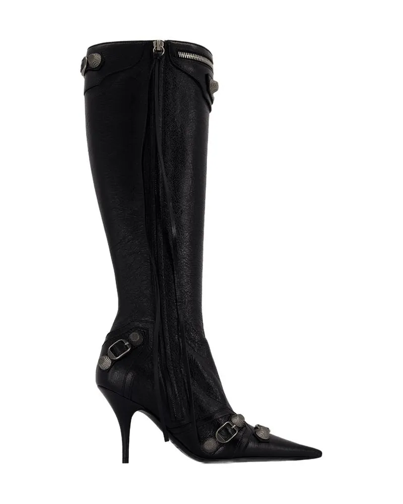 Balenciaga Women's Cagole H90 Boot Black Leather Black