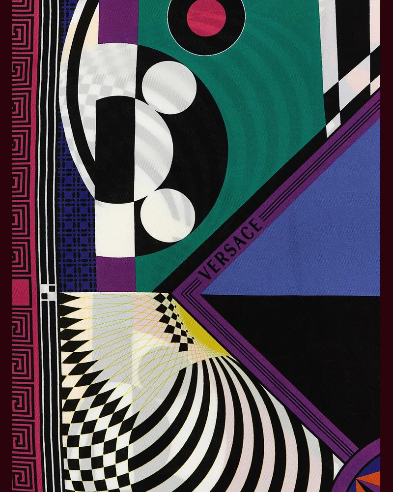 Versace Geometric Theatre Print Silk Scarf — Yellow Yellow