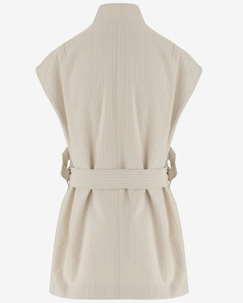 Dries van Noten Women's Sleeveless Jacket Cotton-Blend Ivory Ivory