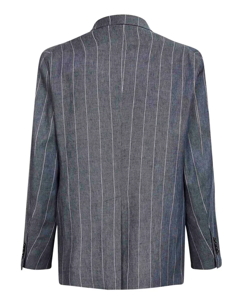 Tagliatore Men's Blazer New York Blue Linen-Blend Jacket Blue