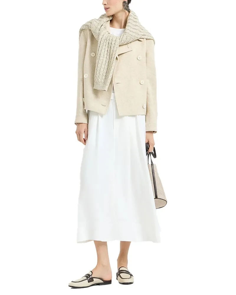 Brunello Cucinelli Cable Knit Linen Sweater — Beige Beige