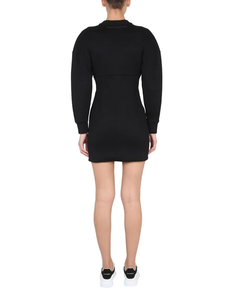 Alexander McQueen Cocoon Sleeve Mini Dress — Black Black