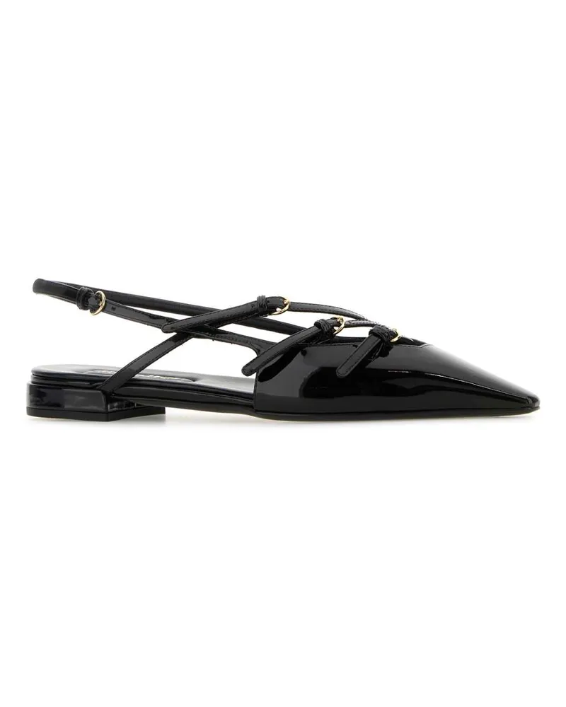 Miu Miu Pointed-Toe Slingback Flat — Black Black