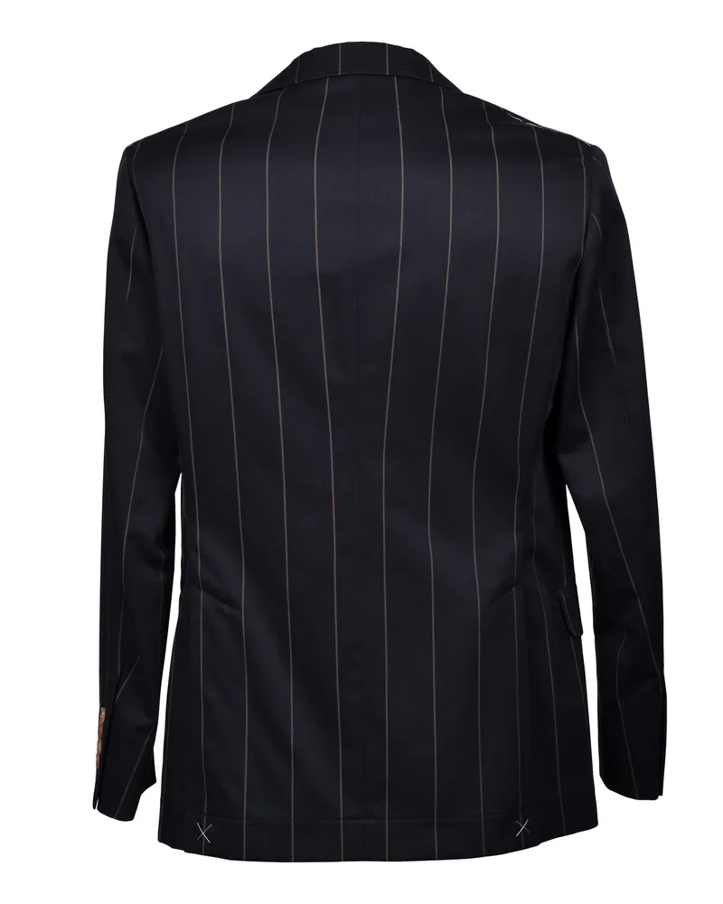 Brunello Cucinelli Wool Pinstriped Blazer — Black Black