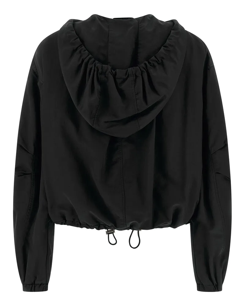 ATTICO Nylon Hooded Bomber Jacket — Black Black