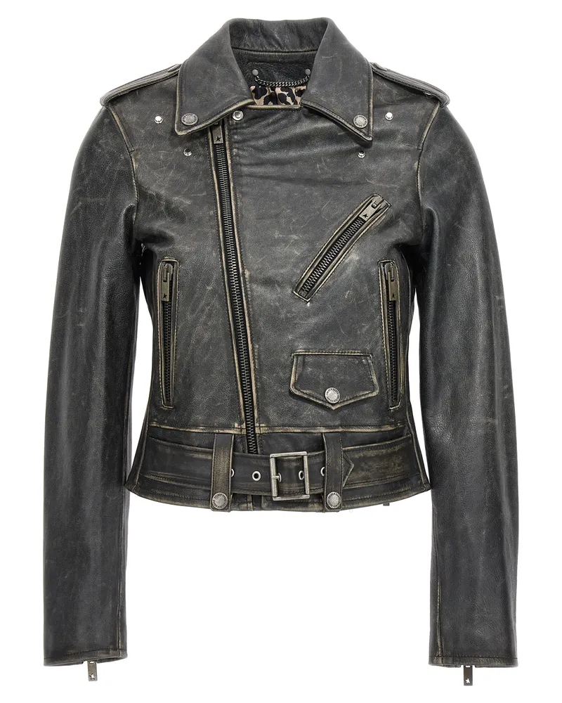 Golden Goose Women's Black Cowhide Leather Jacket Clothing Black