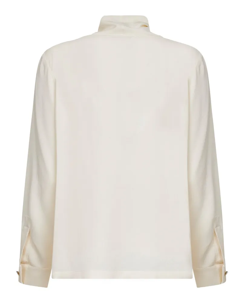 Max Mara Women's Ivory Silk Charmeuse Blouse Shirt Ivory
