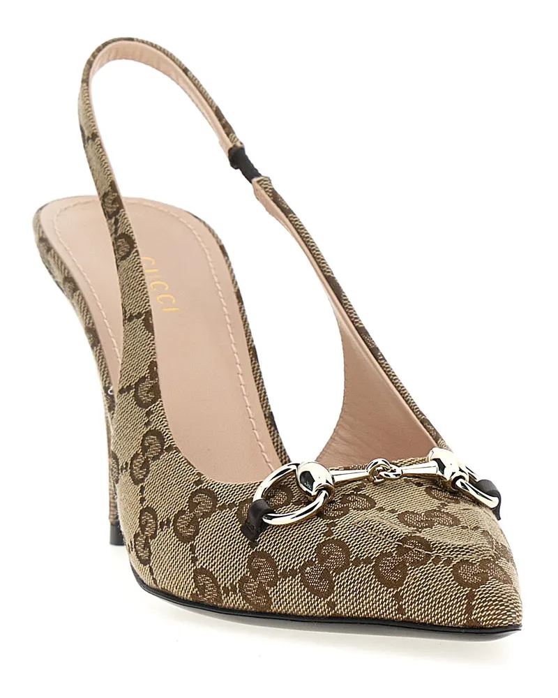 Gucci Women's Beige Polyester High Heel Pumps Beige