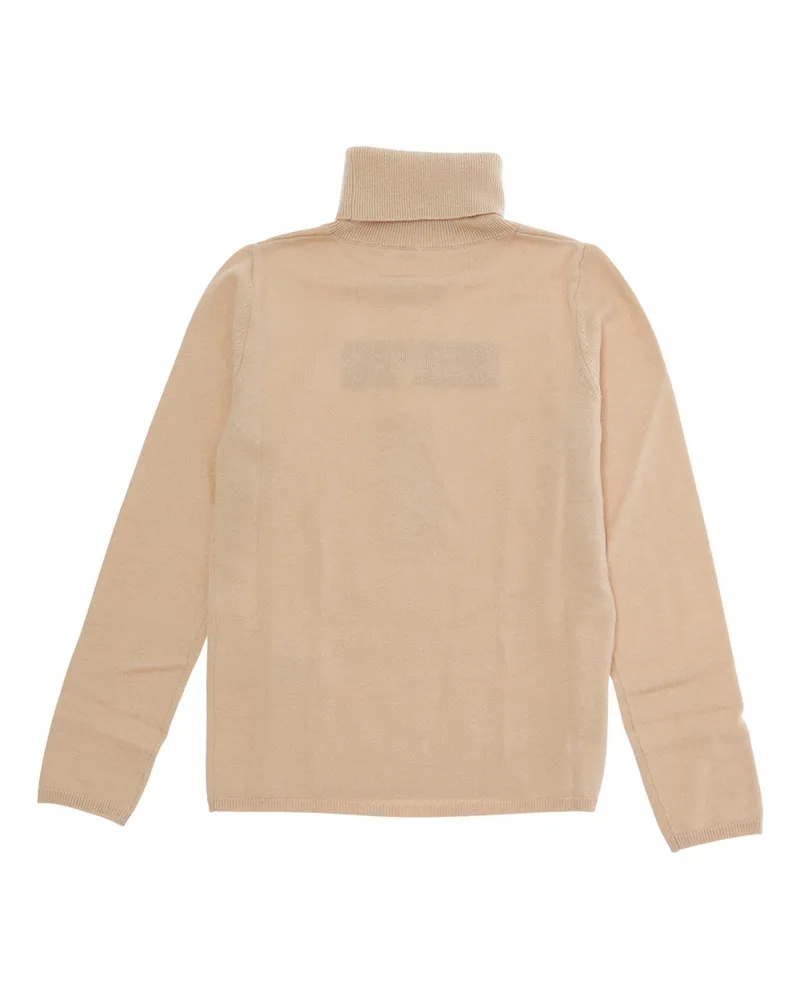 Maison Margiela Boys Tech Fabric Sweater Brown Wool Tops Top Beige