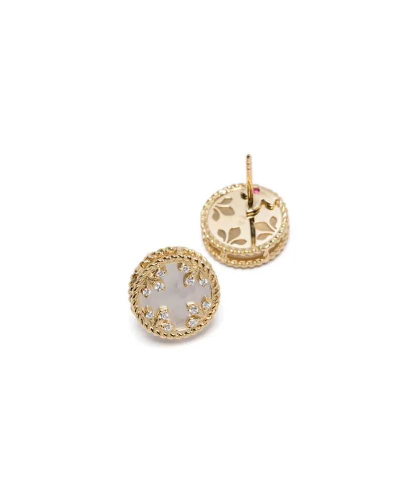 Roberto Coin Women's 18kt Yellow Gold Venetian Medallons Diamond And Pearl Earrings Ss25 W Gold