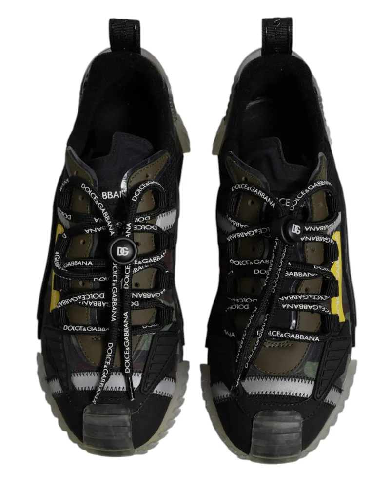 Dolce & Gabbana Men's Black Green Camo Ns1 Low Top Sneakers Shoes Black
