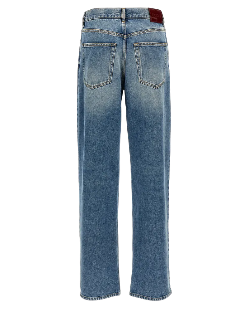 Gucci Women's Blue Cotton Boyfriend Jeans Clothing Blue