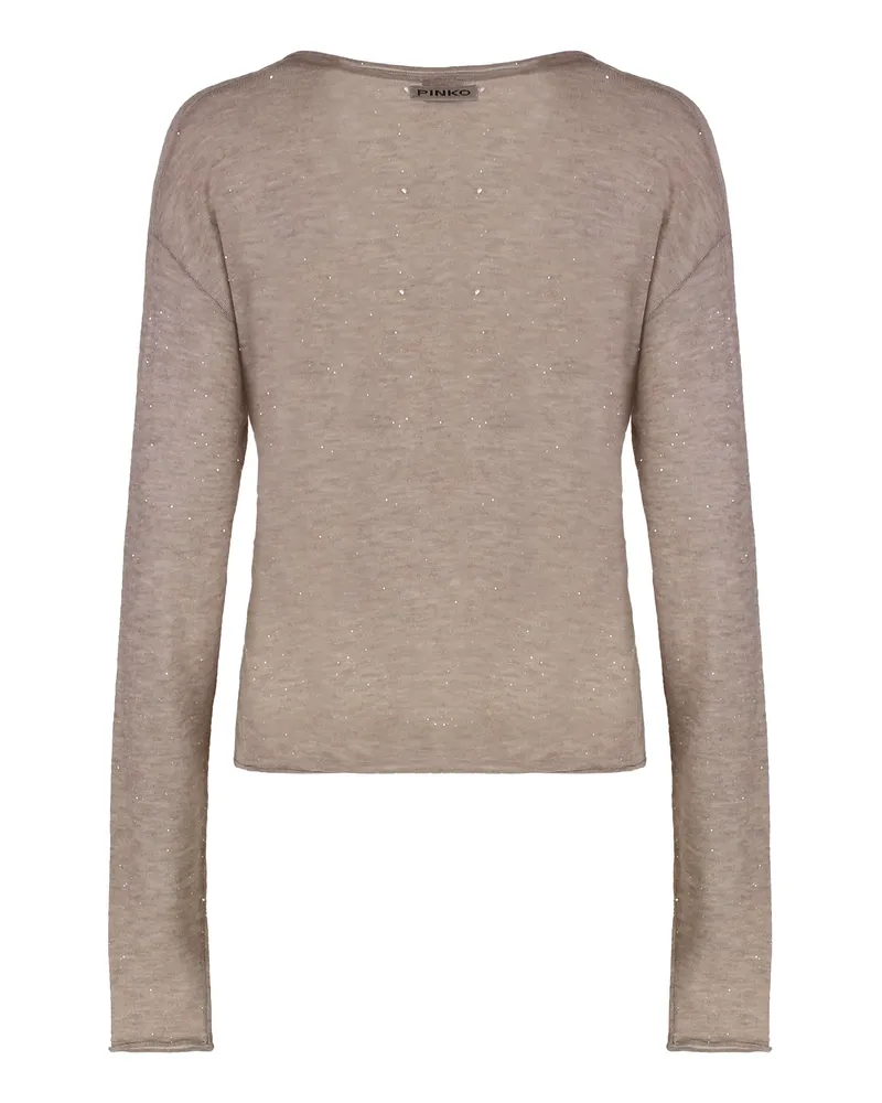 Pinko Women's Salomone Long-Sleeve Sequin Top Beige Wool Tops Beige