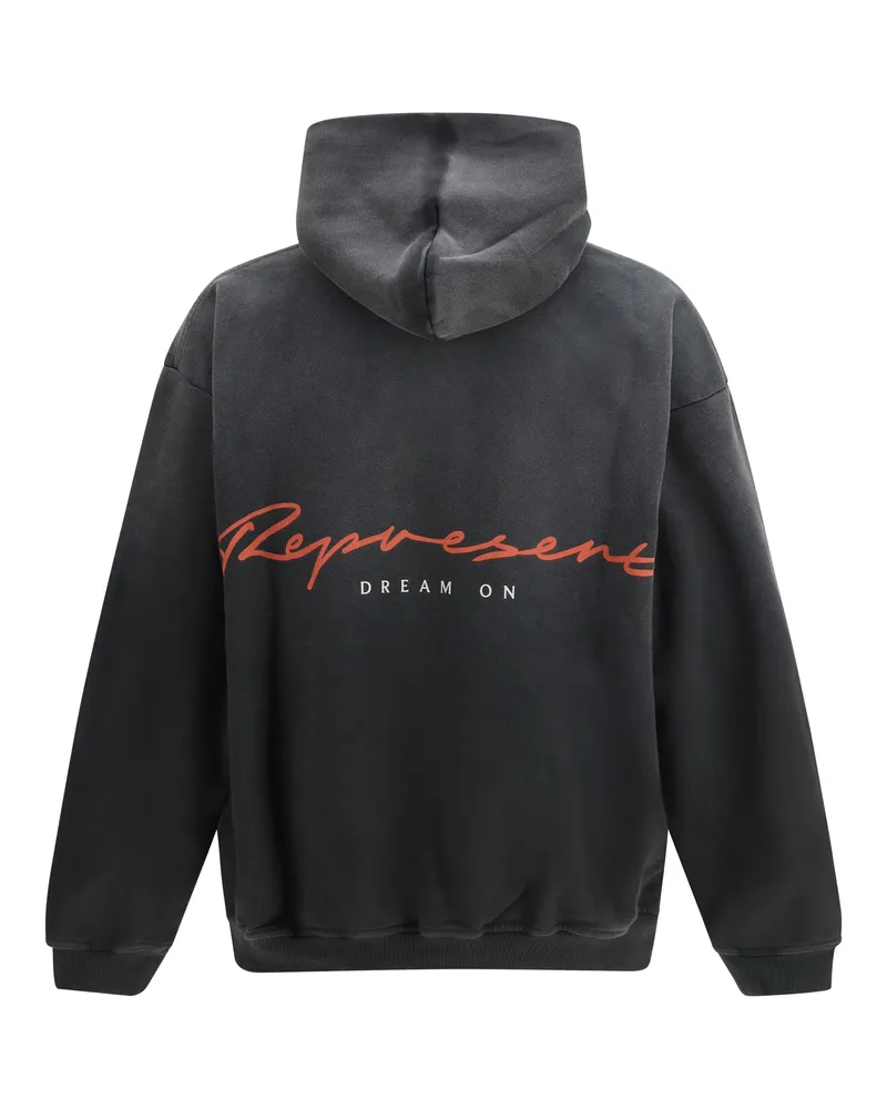 REPRESENT Men Chrome Flight Hoodie Stained Black Cotton Sweatshirts Sweater Black