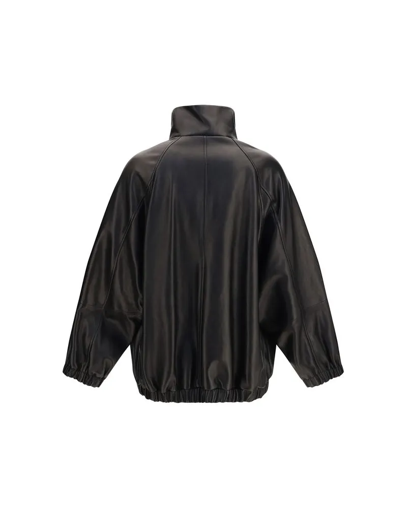 Brunello Cucinelli Women's Black Lamb Ovis Aries Leather Jacket Clothing Black