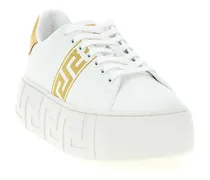 Logo-Embroidered Nylon Platform Sneaker — White