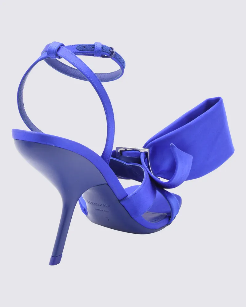 Ferragamo Women's Sculptural Heel Slingback Sandal Blue Tex Blue