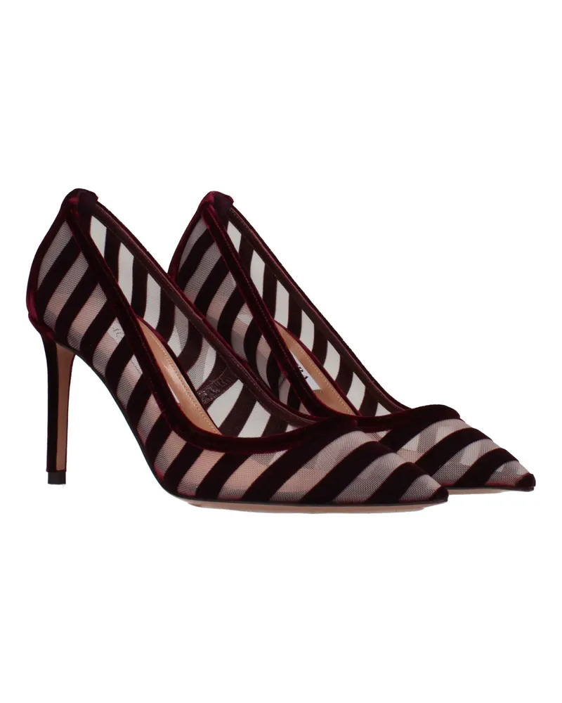 Aquazzura Women's Transparent Velvet Mid-Heel Pump Burgundy Burgundy