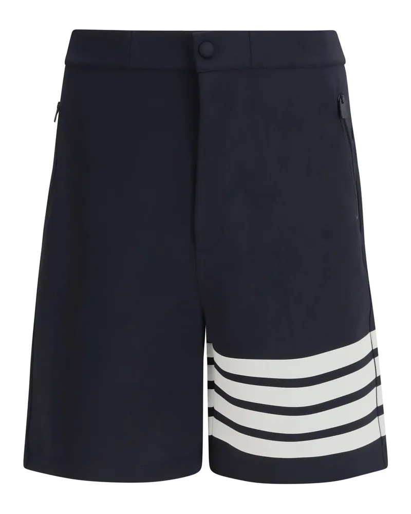 Thom Browne Men's Shorts 4-Bar Technical Navy Viscose Bermuda Navy