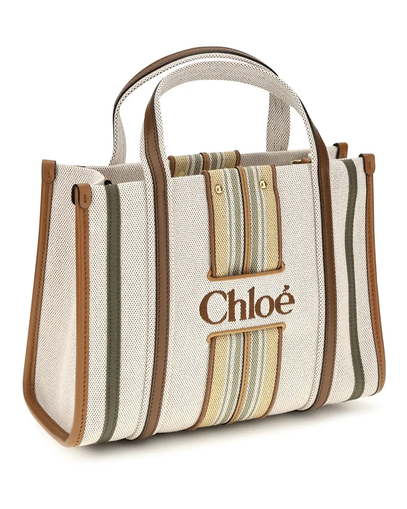 Chloé Women's Small Woody Loop Canvas Tote Bag Pure Brown Cotton; Viscose Shoulder Brown