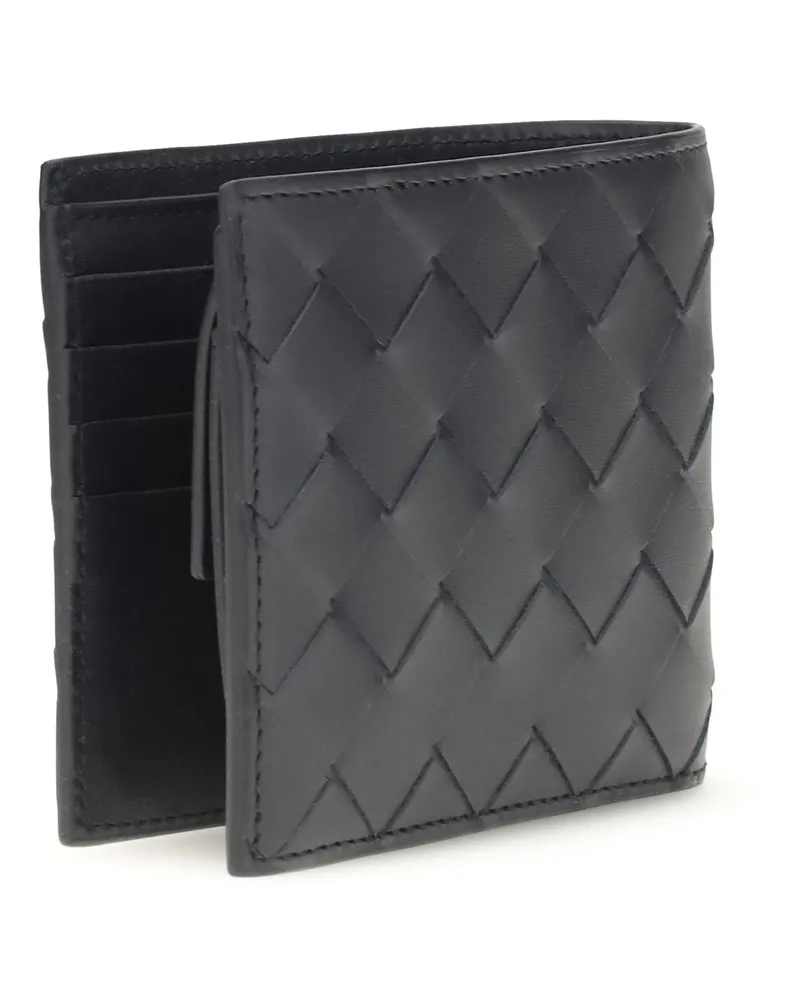 Bottega Veneta Men's Bifold Leather Intrecciato Wallet Space Silver Calf Umbrellas Gray
