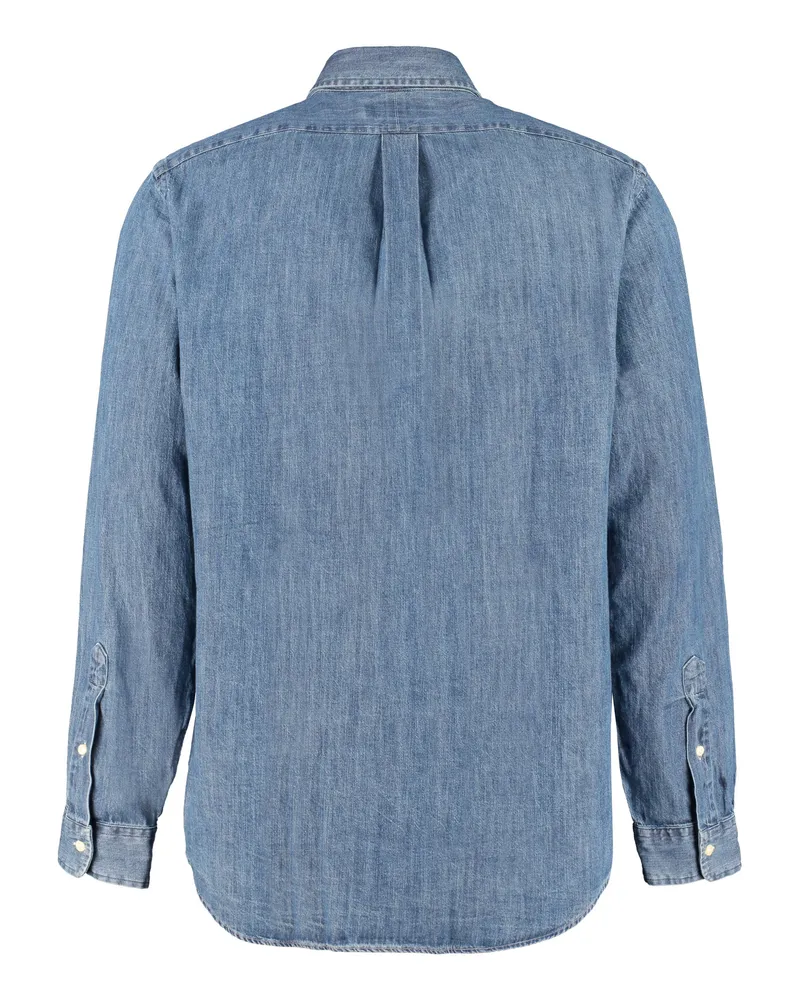 Ralph Lauren Men Denim Shirt Cotton Blue