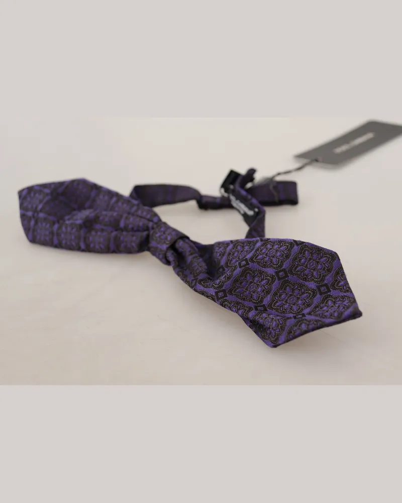 Dolce & Gabbana Men's Blue Geometric Silk Adjustable Neck Papillon Tie Blue