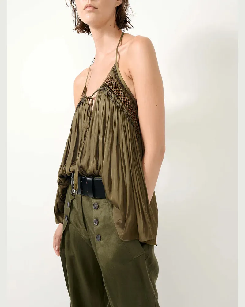 Barbara Bui Macramé Halter Tank Top — Olive Olive