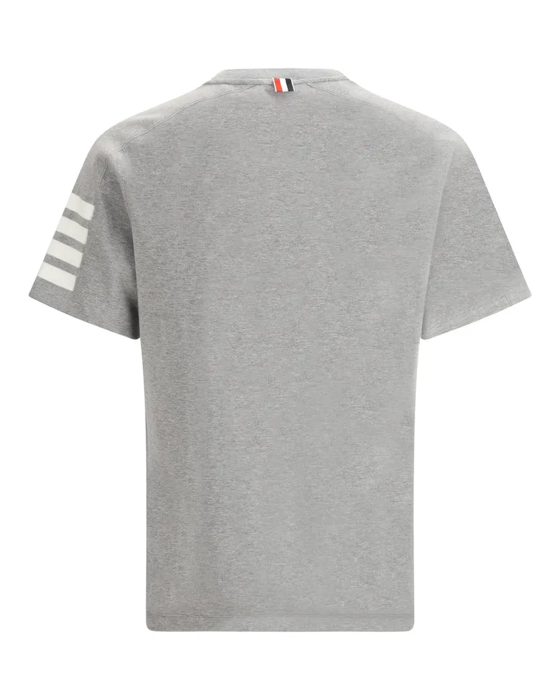 Thom Browne Men's T-Shirt With Horizontal Bands Lt Grey Cotton T-Shirts And Polos Gray