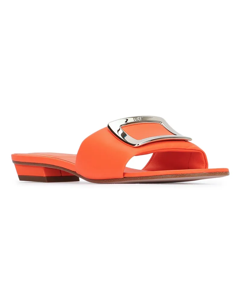 Roger Vivier Women's Mule Orange Upper Suede Sandal Orange