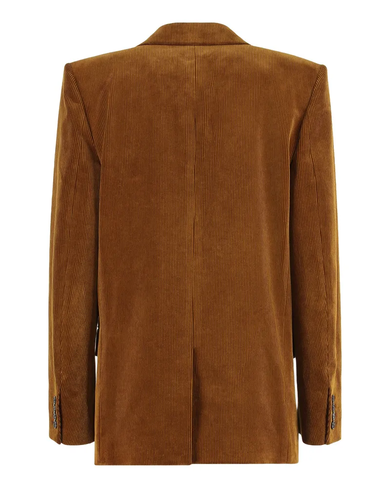 Saint Laurent Women's Jacket Velvet Cognac Cotton Blazers Brown