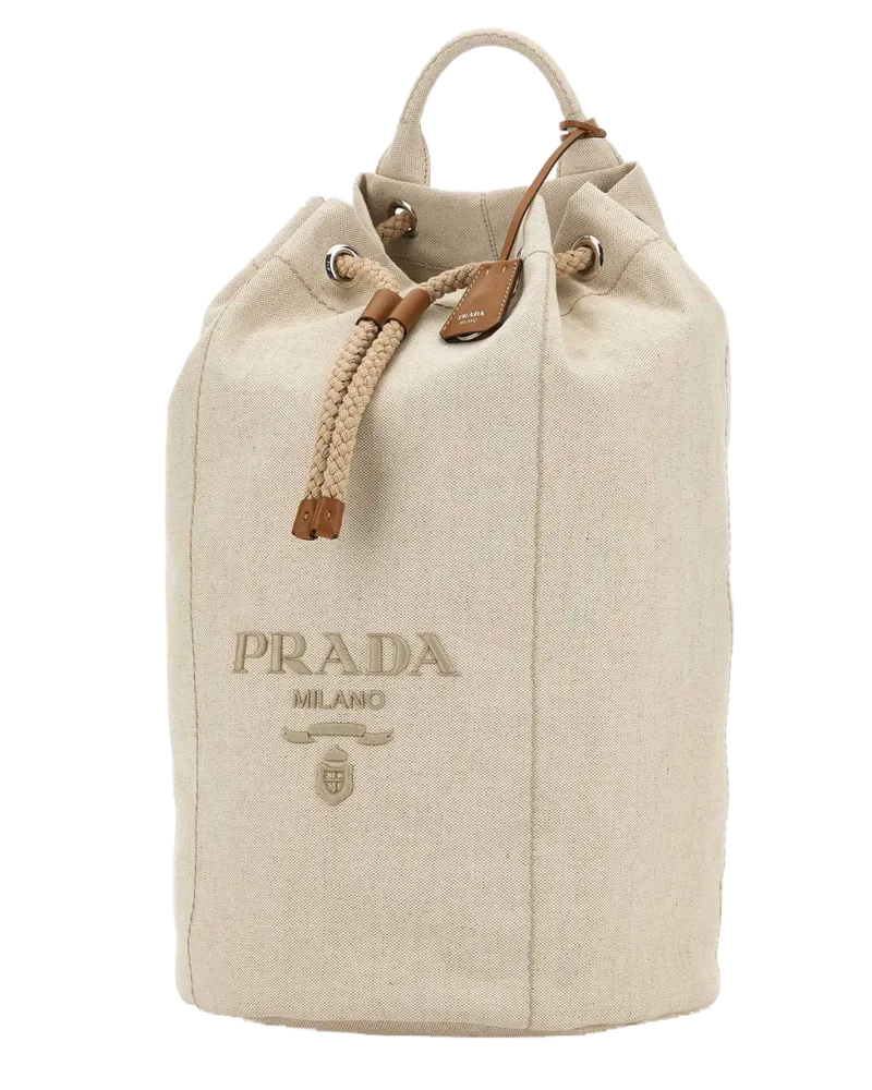 Prada Men's Sand Canvas Backpack Naturale Coli-Vitello Zaini Beige