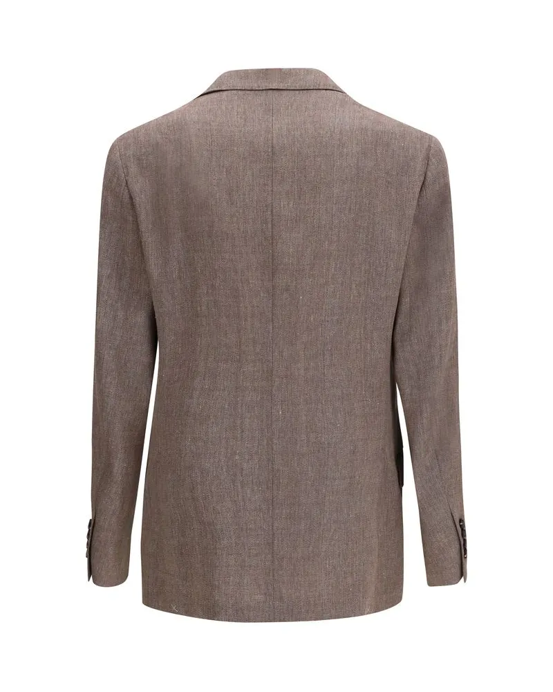 Brunello Cucinelli Men's Brown Linen Blazer Clothing Brown