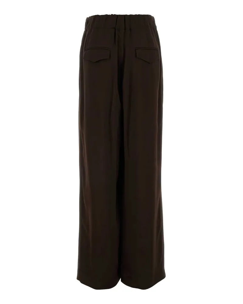 Jil Sander Women's Chocolate Satin Wide-Leg Pant Plum Pantaloni Plum