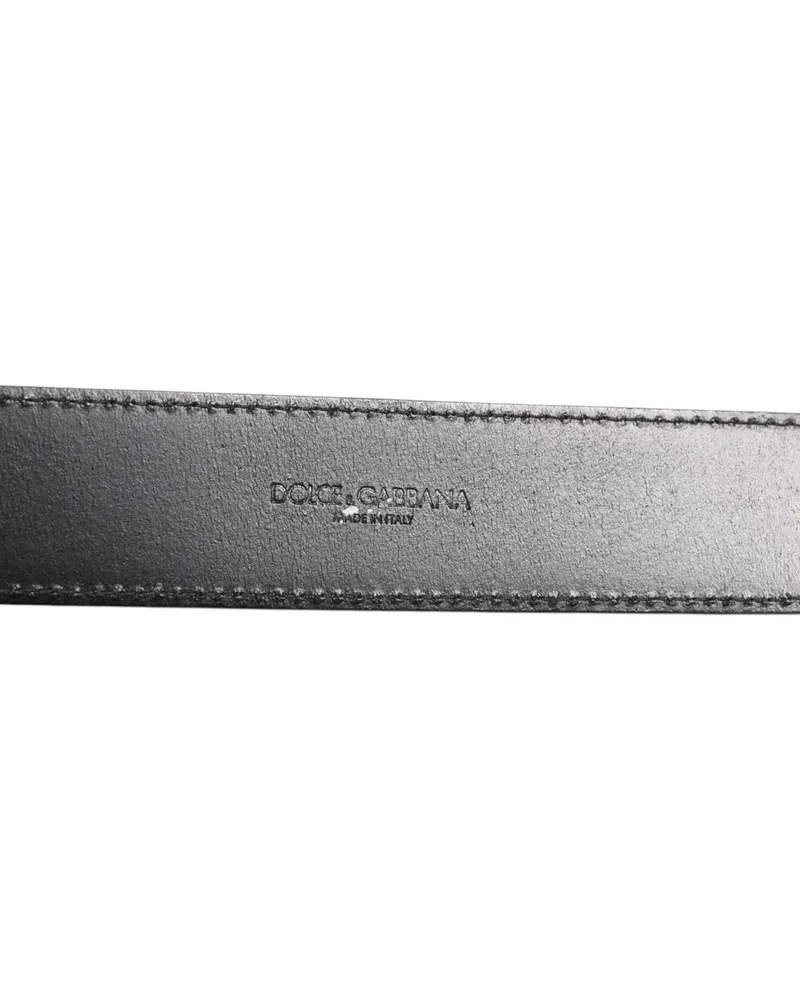 Dolce & Gabbana Men's Black Leather Classic Metal Logo Buckle Belt 100lf Black