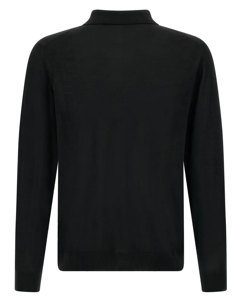 Kiton Men's Black Wool Polo Shirt Black