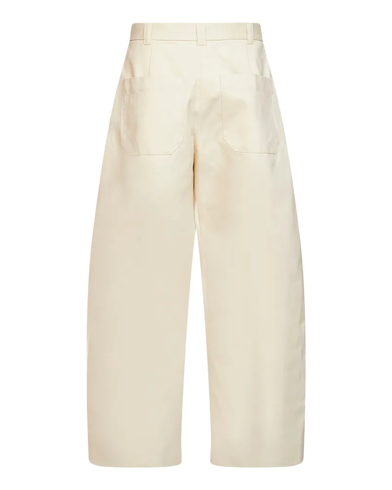 Studio Nicholson Men's Trousers Sorte Ivory Cotton Twill Beige