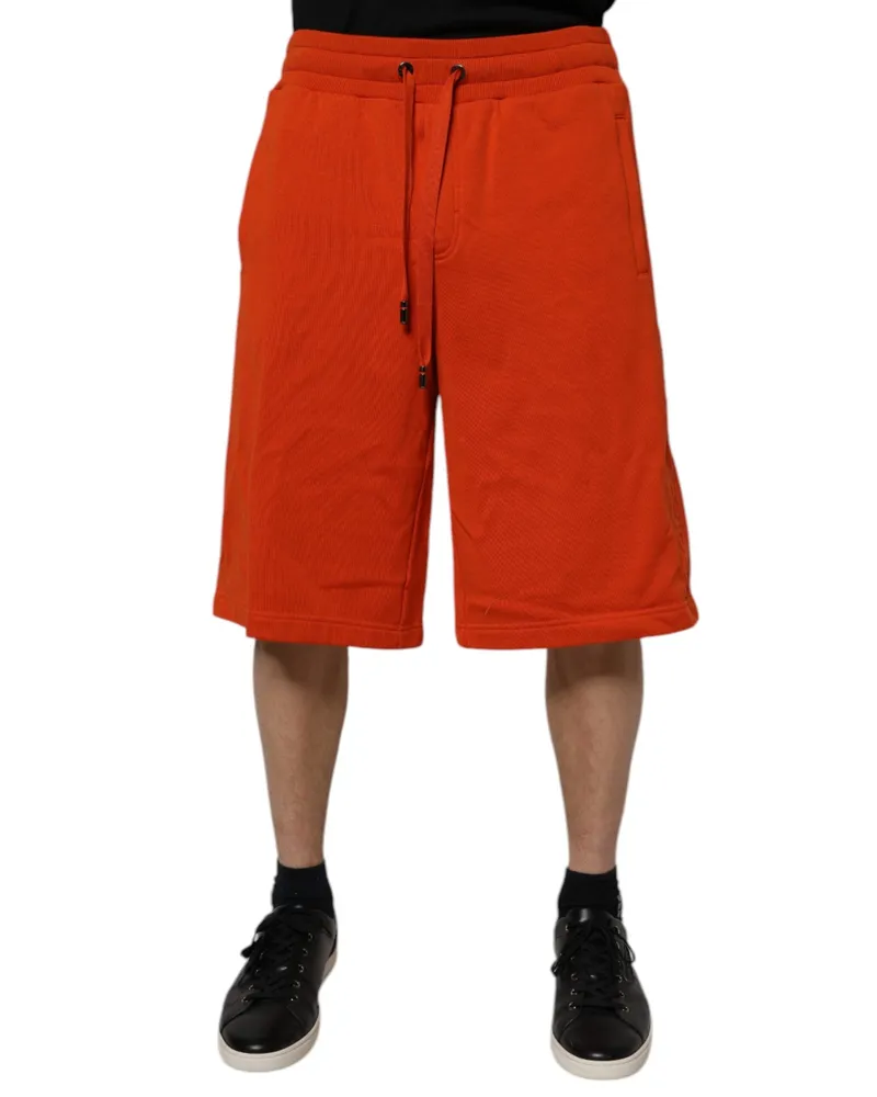 Dolce & Gabbana Red Cotton Blend Mid Waist Men Bermuda Shorts Polyester Red