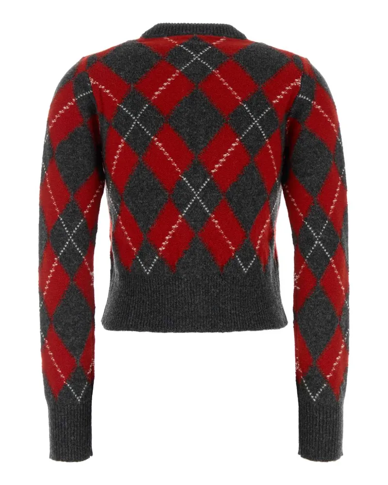 AMI Paris Argyle Virgin Wool Cardigan — Red Red