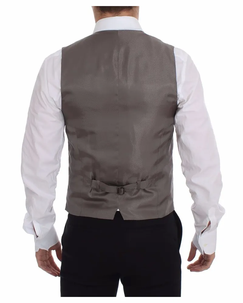 Dolce & Gabbana Men's Beige Cotton Dress Vest Blazer Jacket Beige