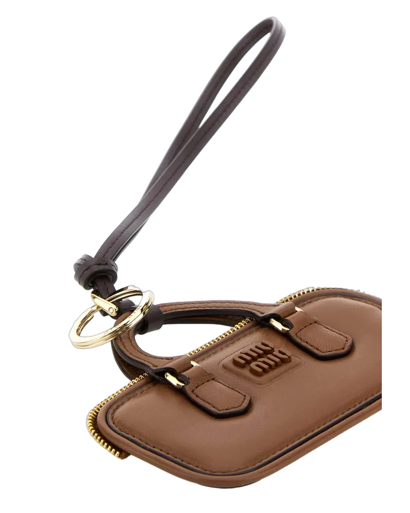 Miu Miu Leather Key Case — Brown Brown