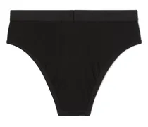Logo-Appliqué Ribbed Cotton Leggings — Black