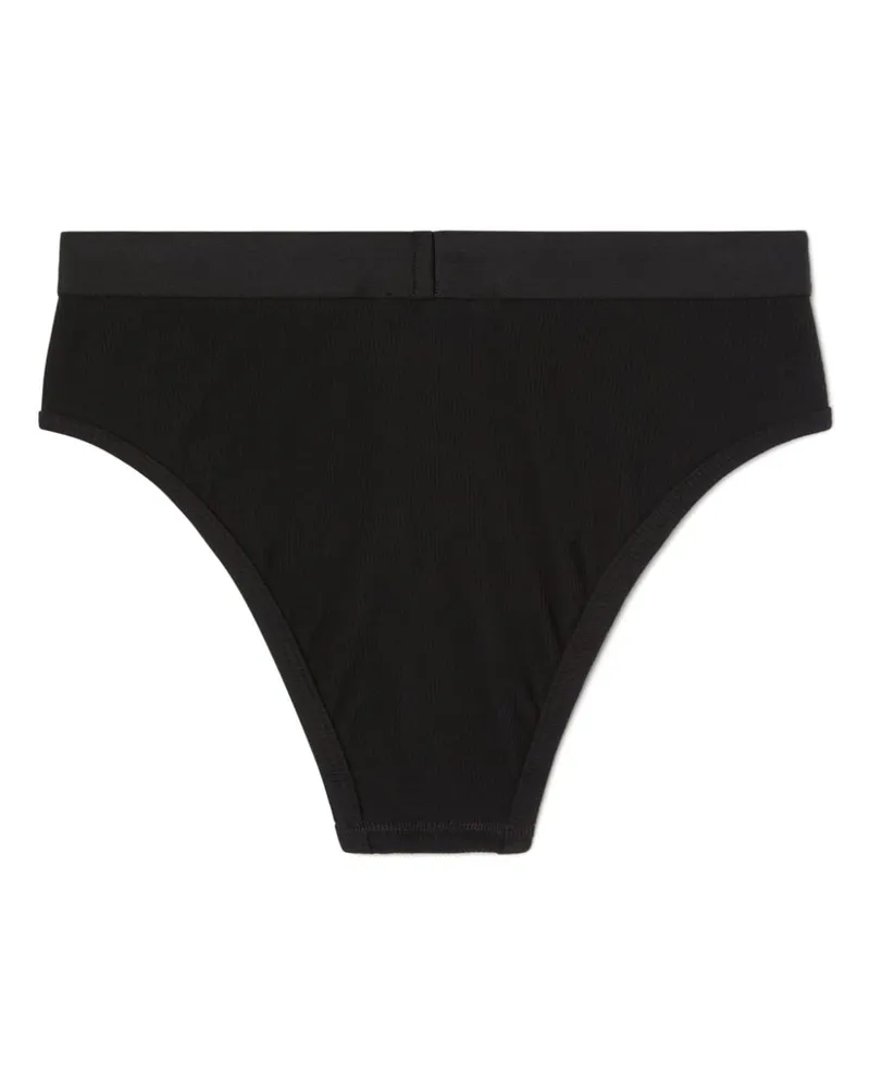 Palm Angels Logo-Appliqué Ribbed Cotton Leggings — Black Black