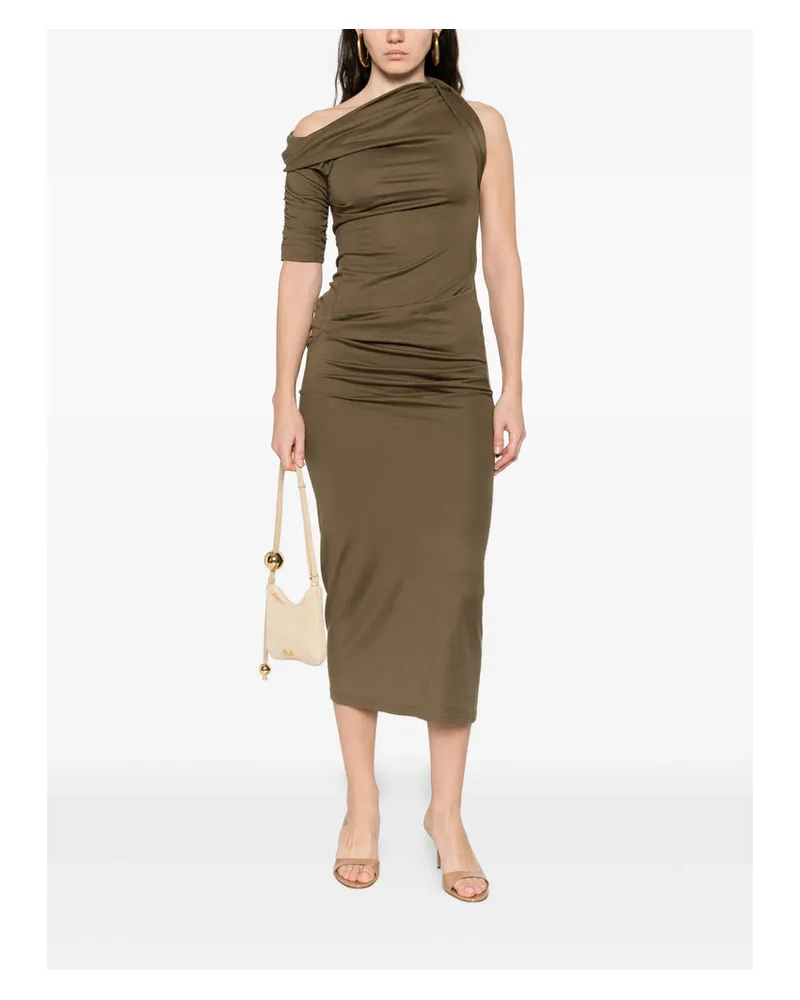 Jacquemus Draped Short Sleeve Dress — Green Green