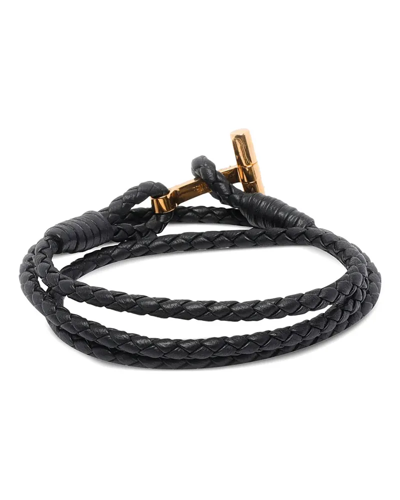 Tom Ford Men's Leather Bracelet Black Calf Bracelets Black