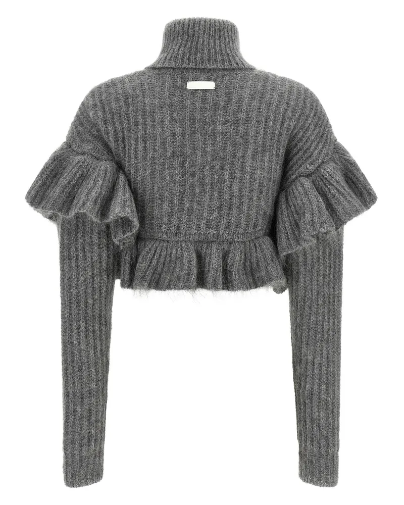 Elisabetta Franchi Ruffled Mohair Blend Sweater — Grey Grey