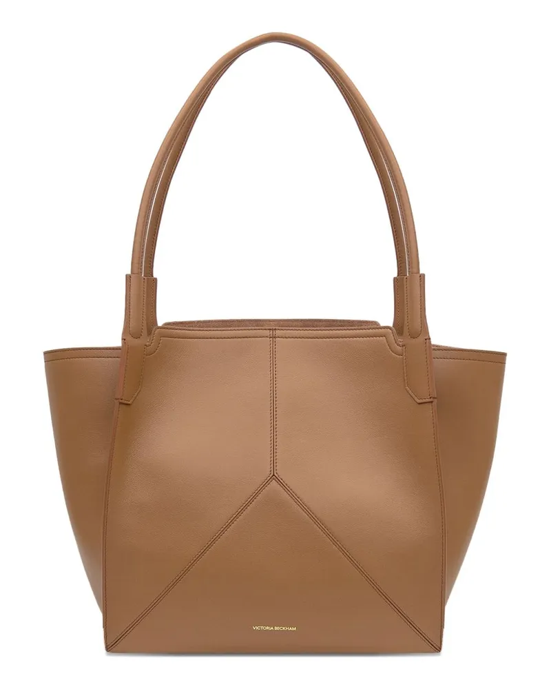 Victoria Beckham Structured Calf Leather Tote Bag — Beige Beige